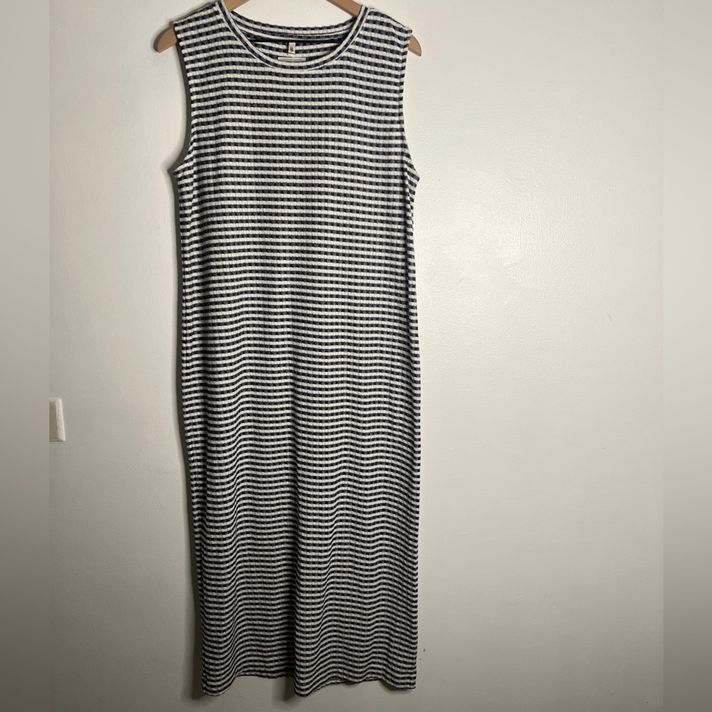 Lou & Grey Sleeveless Maxi Dress Blue White Striped Size Large